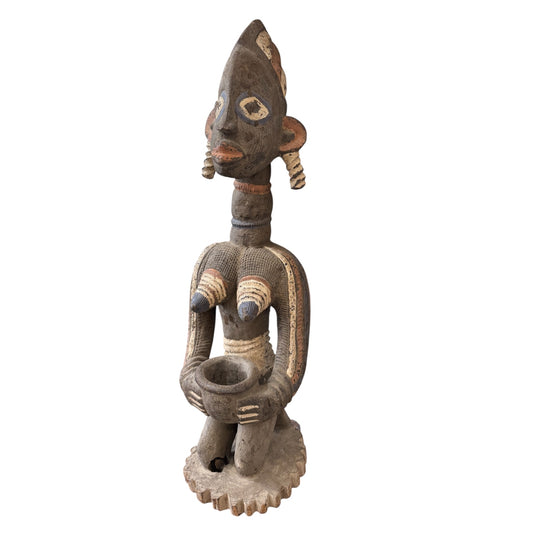 Nigerian Female Holding Bowl Kneeling w/ Stripes