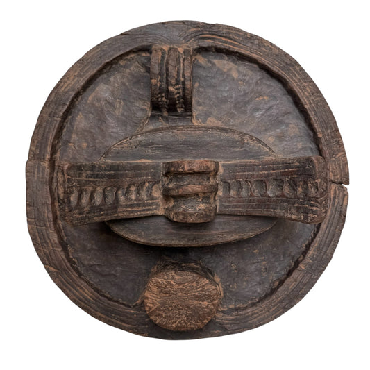 Medium Wooden Nigerian African Bowl with Center Lid