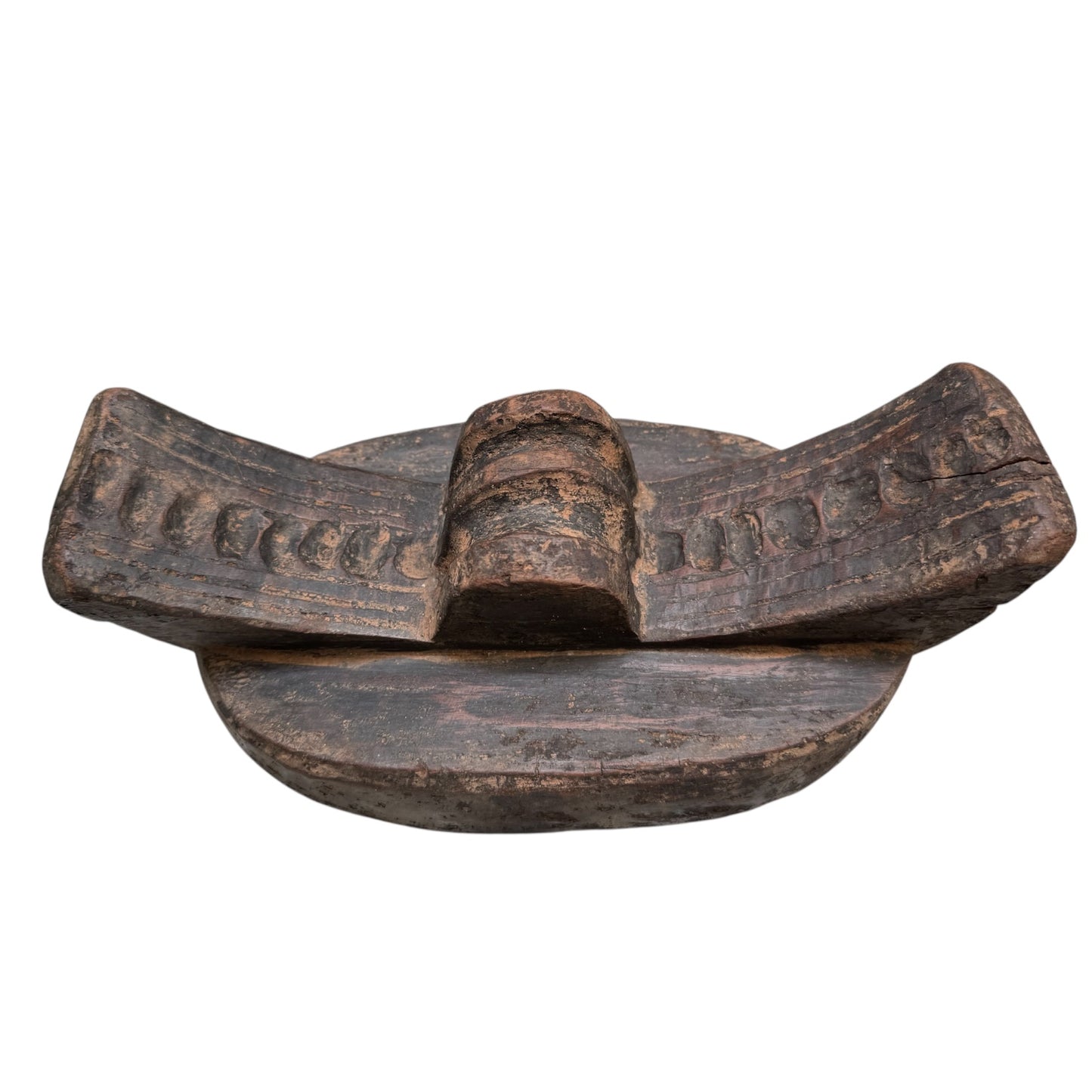 Medium Wooden Nigerian African Bowl with Center Lid