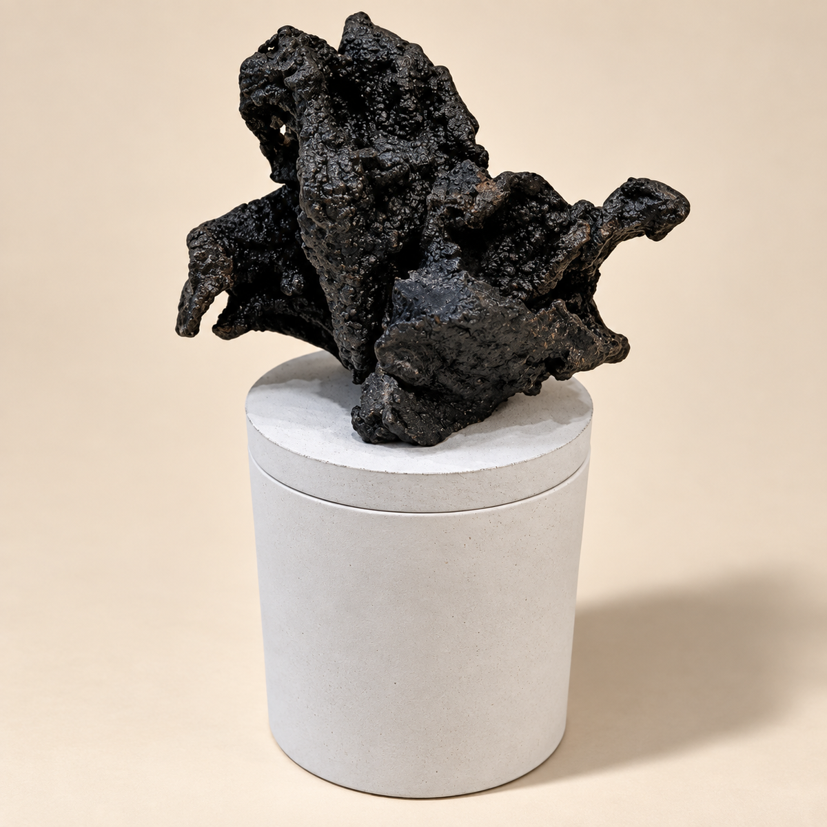 Abstract Black Jasper Lid Gardenia Candle