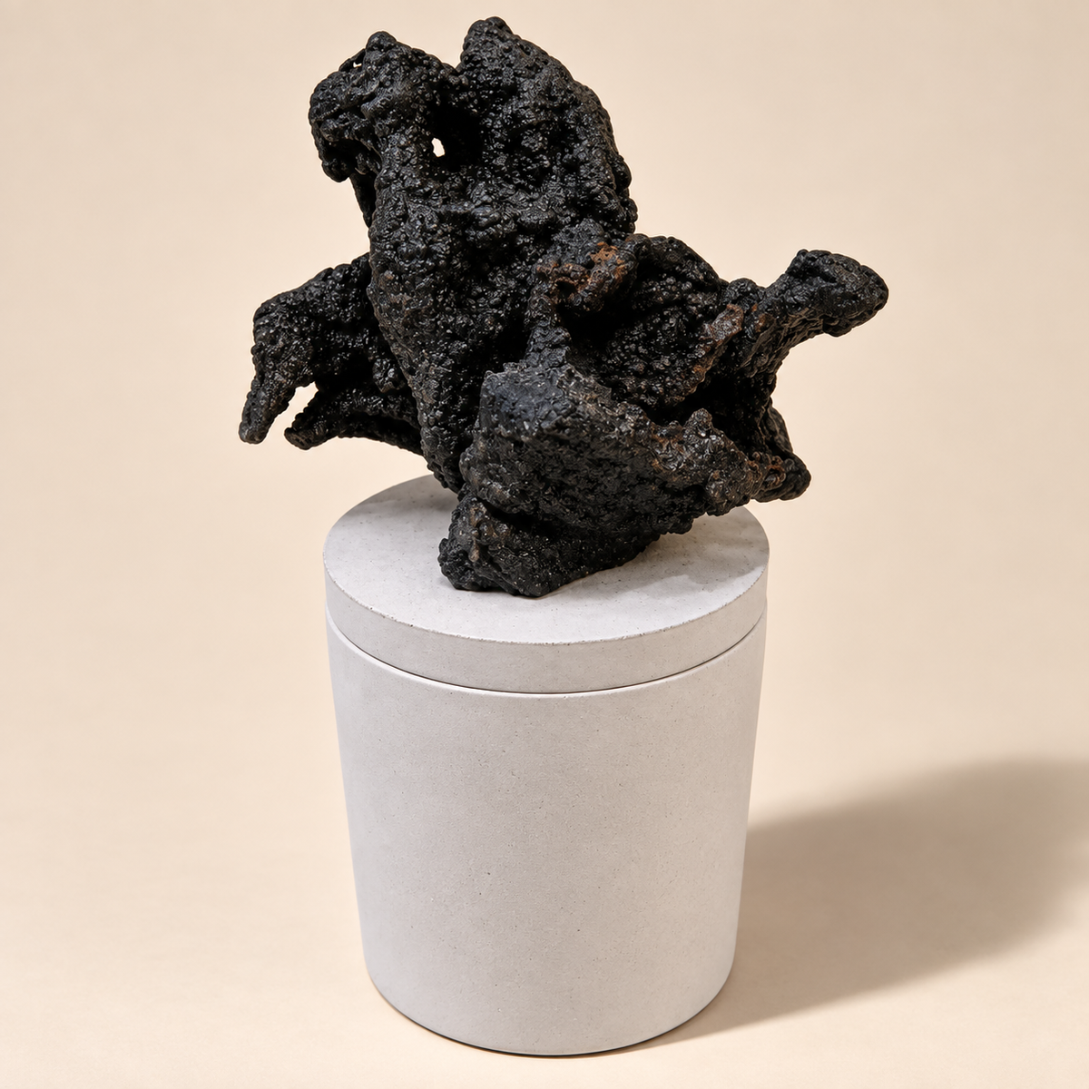 Abstract Black Jasper Lid Gardenia Candle