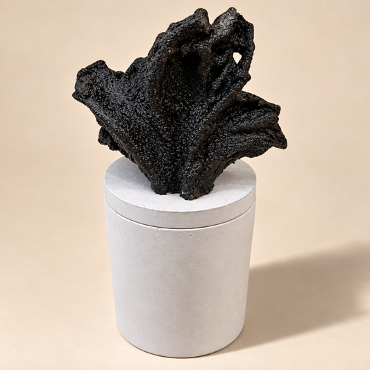 Abstract Black Jasper Lid Gardenia Candle