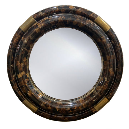 Tesselated Horn And Brass Mirror