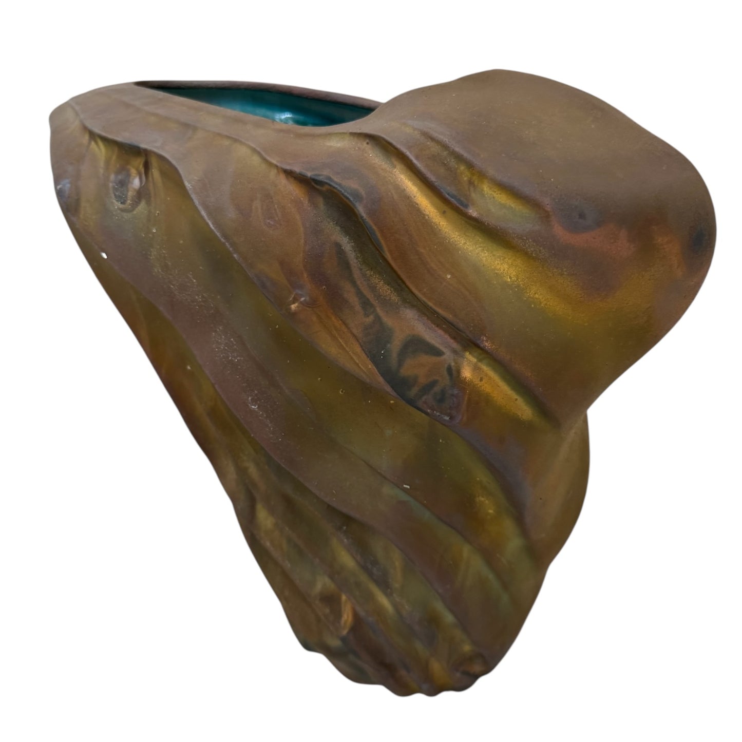 1980s Tony Evans Sculptural Art Raku Pottery Vase