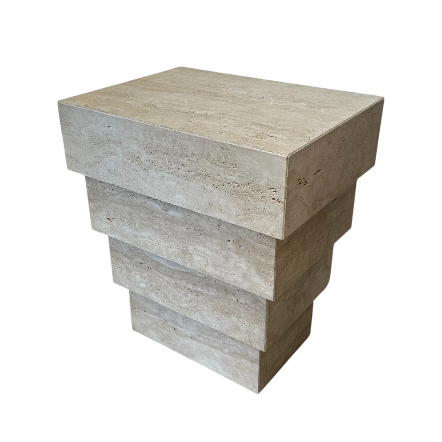 Travertine 4 Tier Table Pedestal - Light