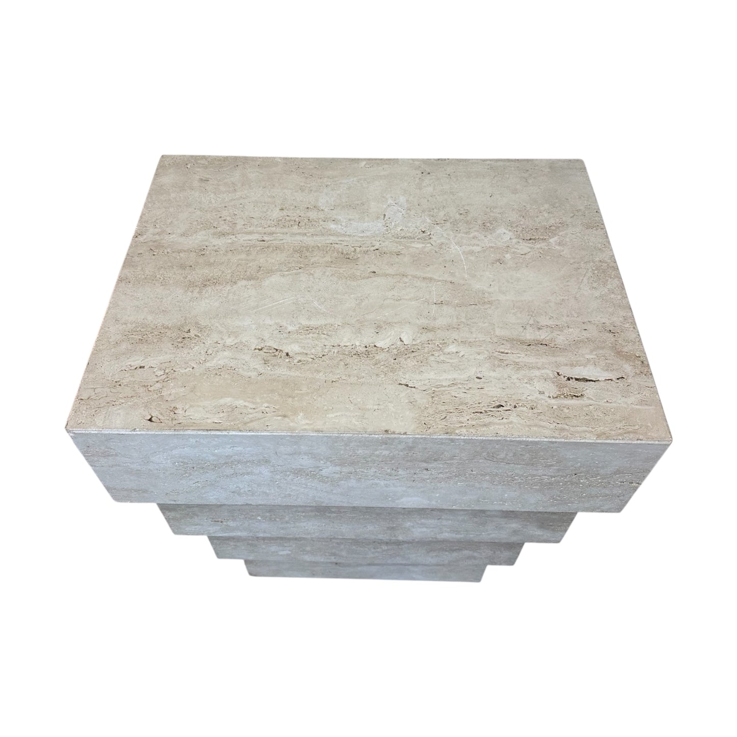 Travertine 4 Tier Table Pedestal - Light