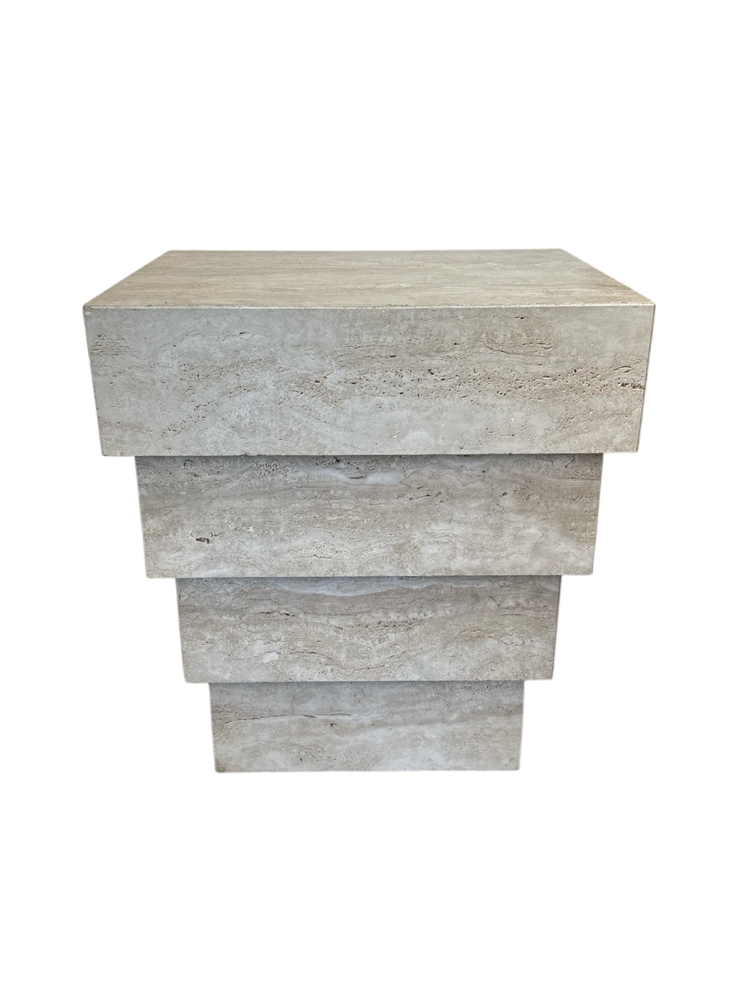 Travertine 4 Tier Table Pedestal - Light