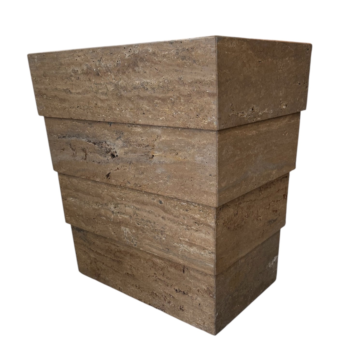 Travertine 4 Tier Table Pedestal - Dark