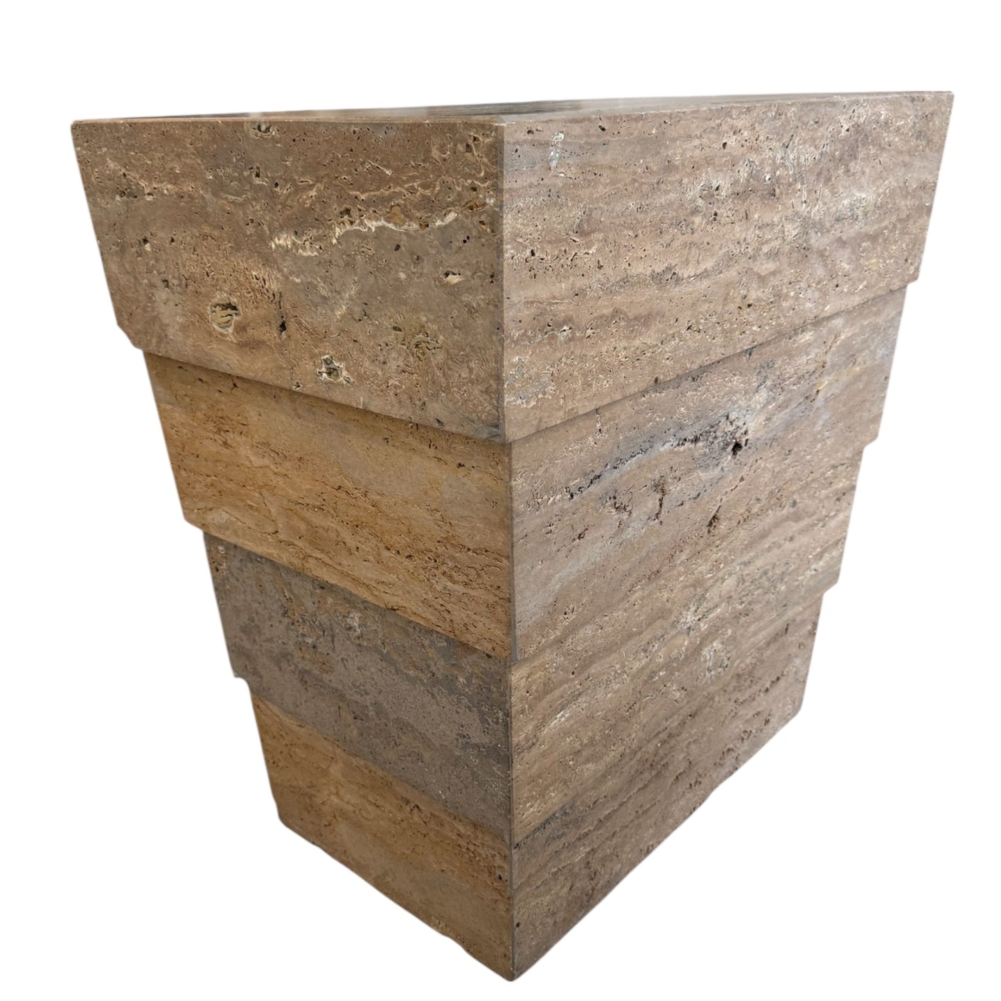 Travertine 4 Tier Table Pedestal - Dark