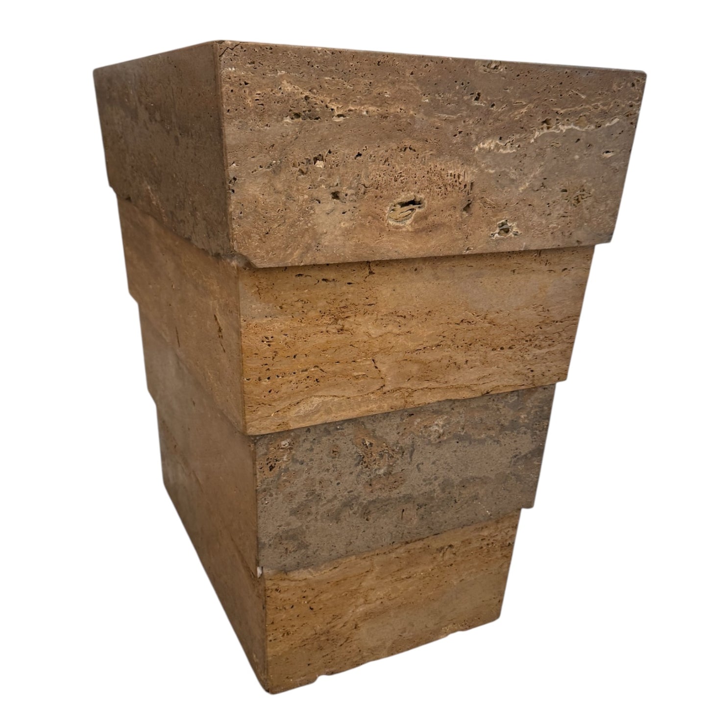 Travertine 4 Tier Table Pedestal - Dark