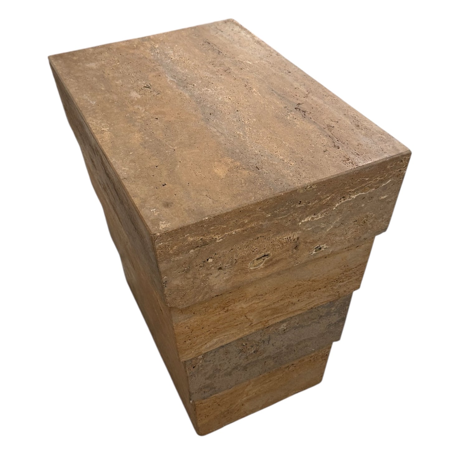 Travertine 4 Tier Table Pedestal - Dark