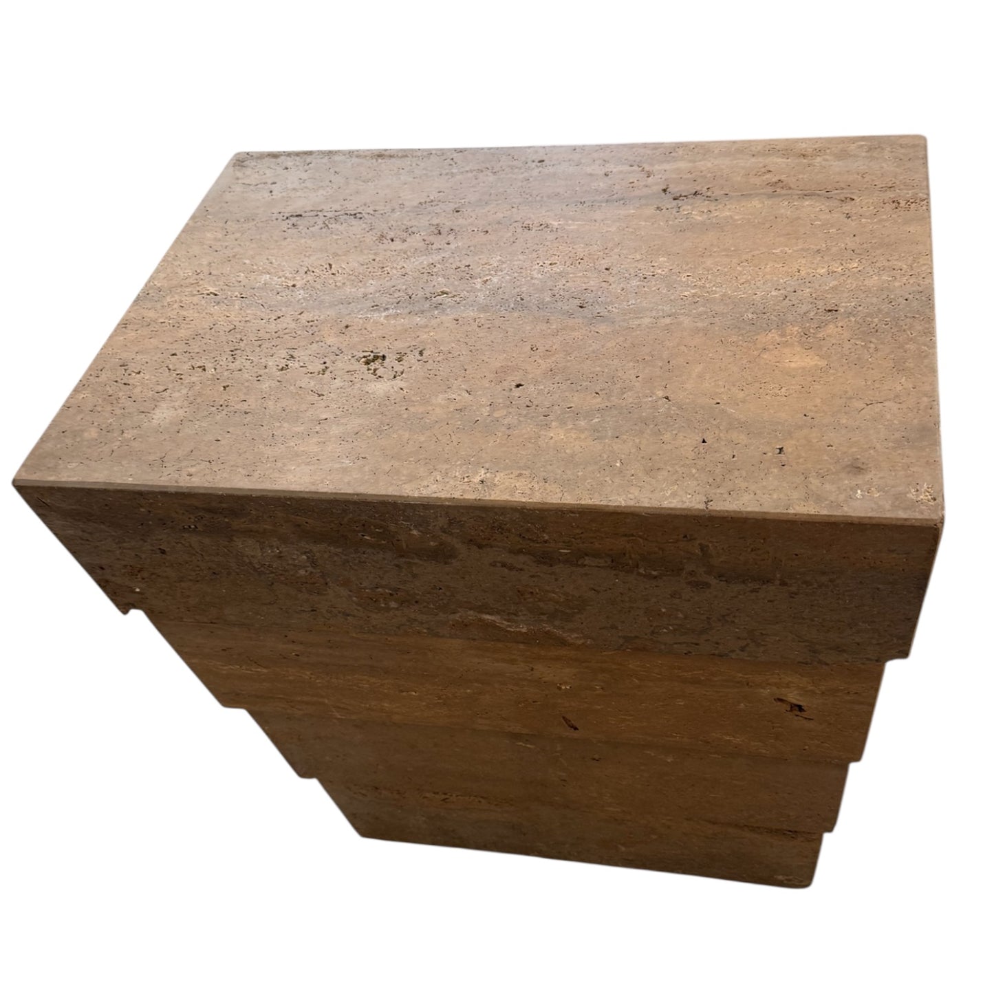 Travertine 4 Tier Table Pedestal - Dark