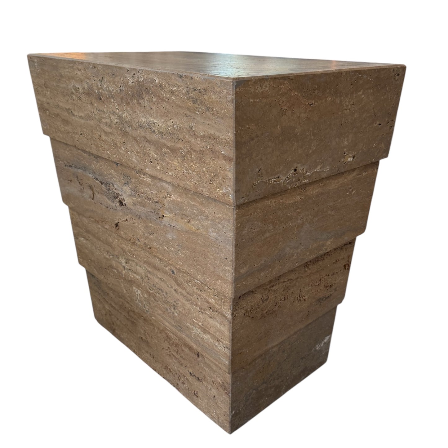 Travertine 4 Tier Table Pedestal - Dark