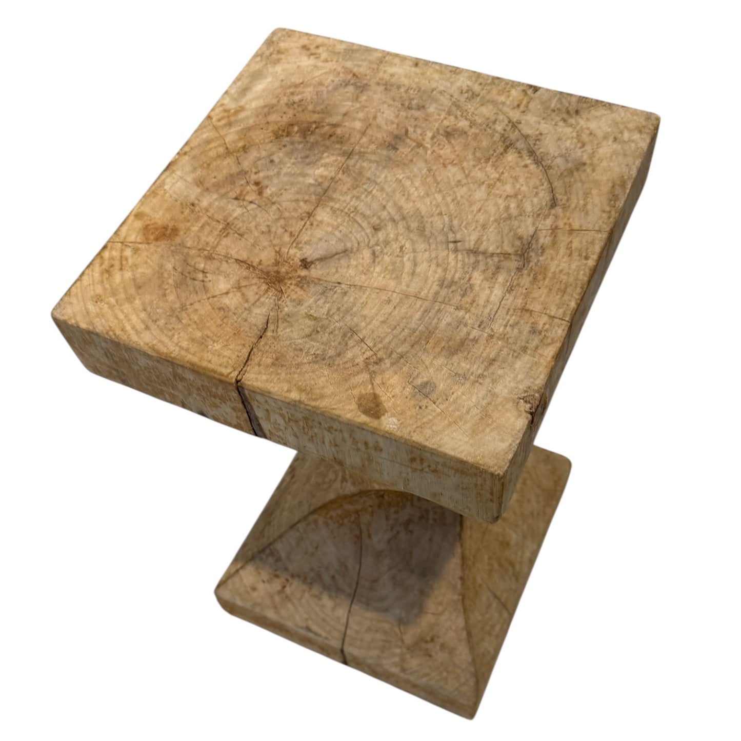 Vintage Twisted Teak Side Table/ Stool