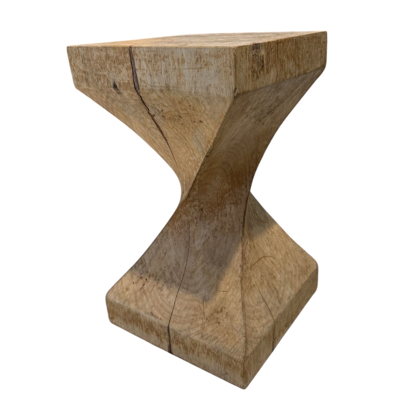 Vintage Twisted Teak Side Table/ Stool