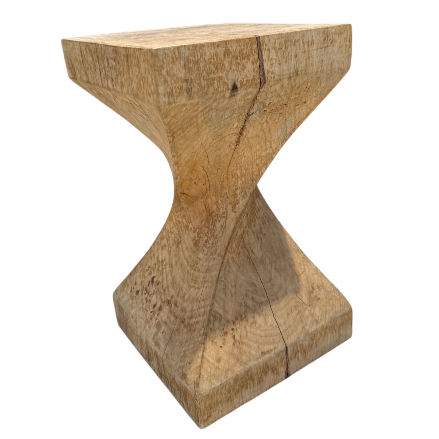 Vintage Twisted Teak Side Table/ Stool