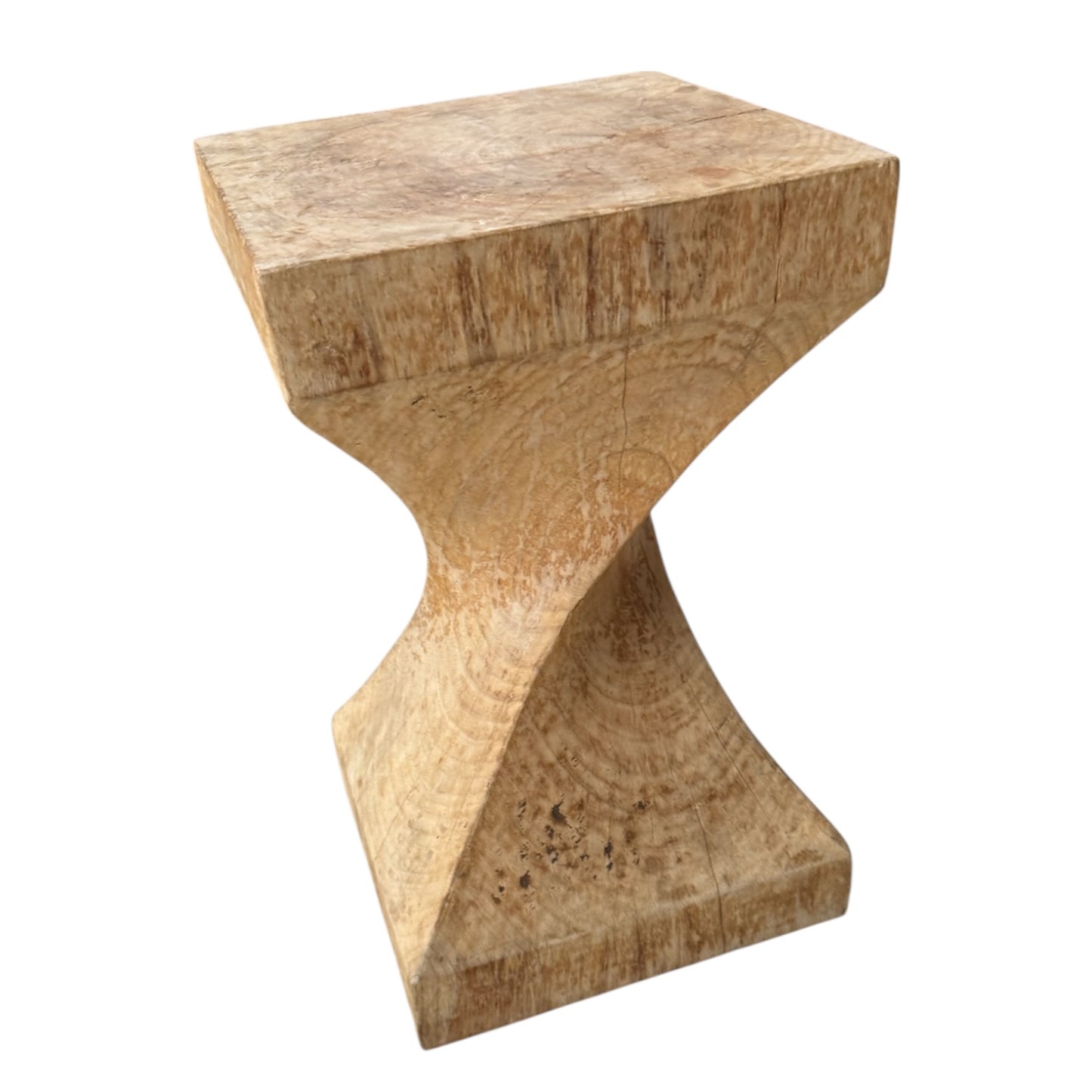 Vintage Twisted Teak Side Table/ Stool
