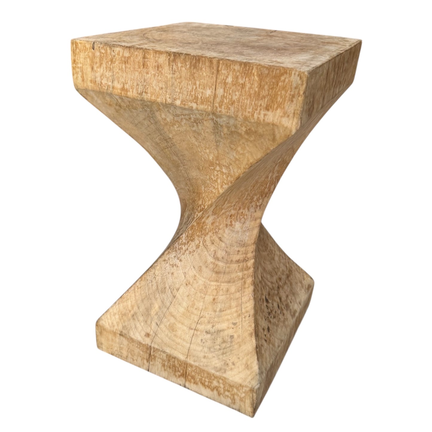 Vintage Twisted Teak Side Table/ Stool