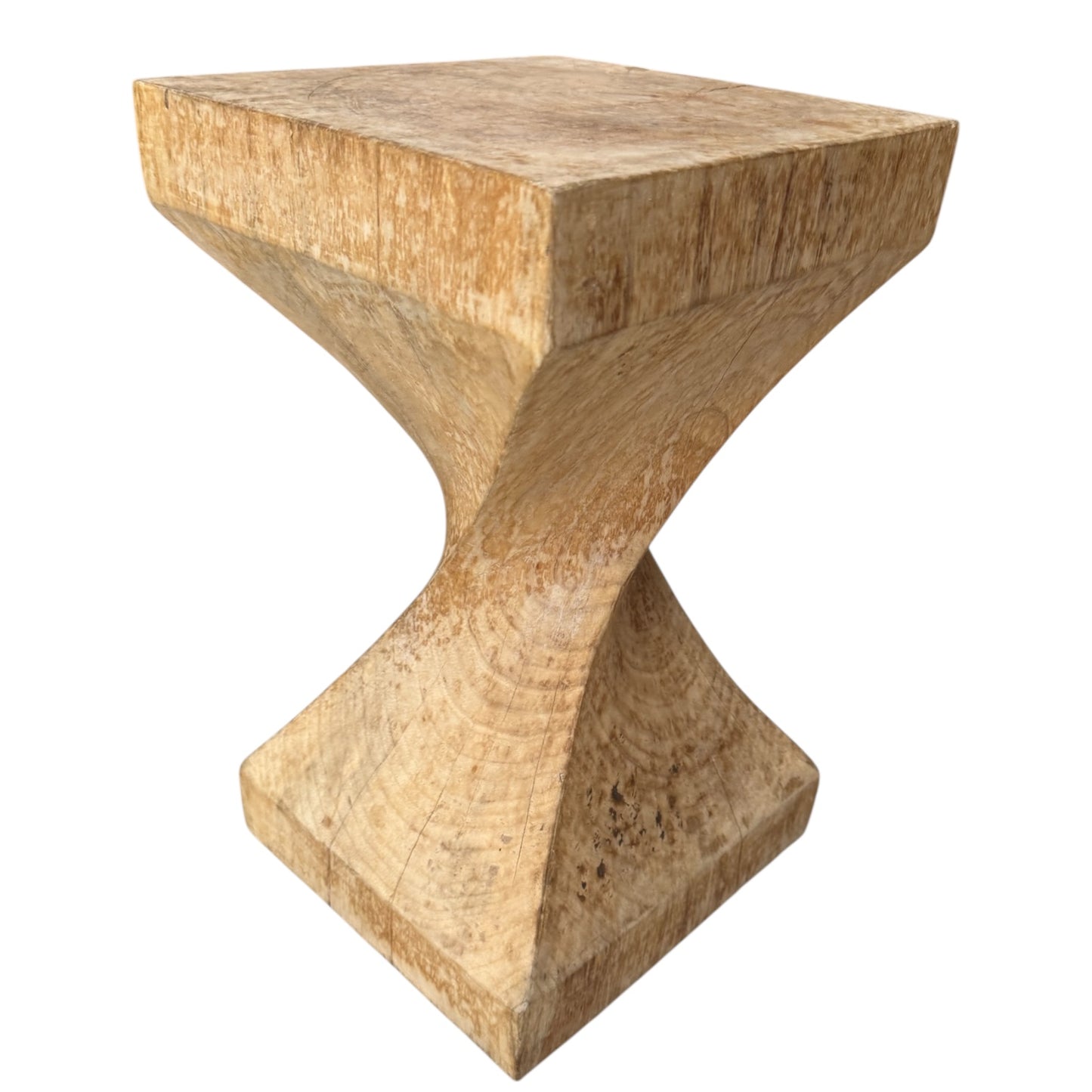 Vintage Twisted Teak Side Table/ Stool