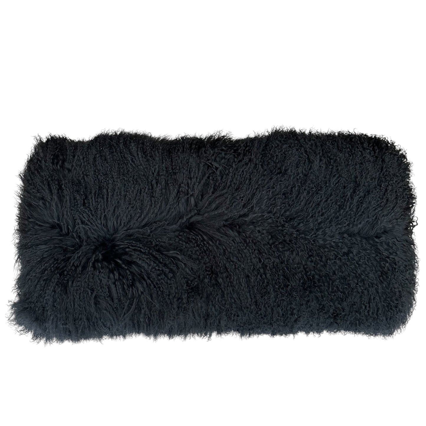 Black Mongolian Fur Bench with Brass Legs