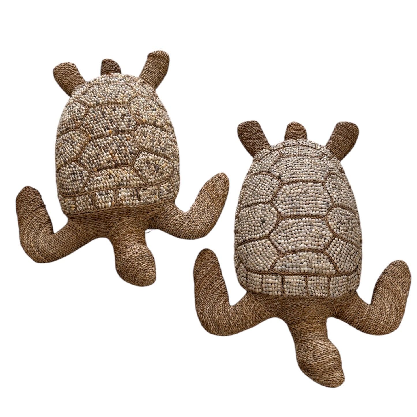 Pair of Vintage Wicker Shell Turtles