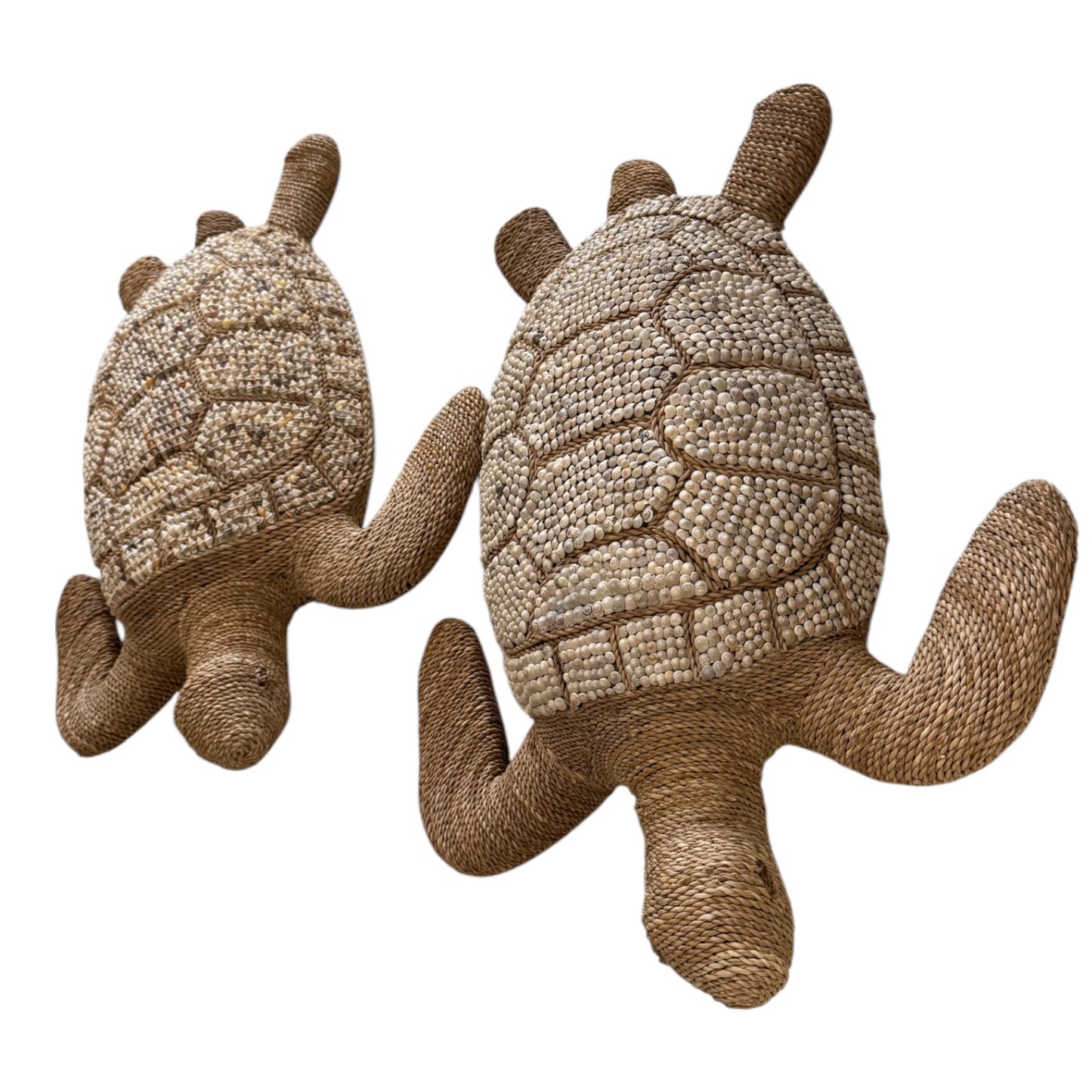 Pair of Vintage Wicker Shell Turtles