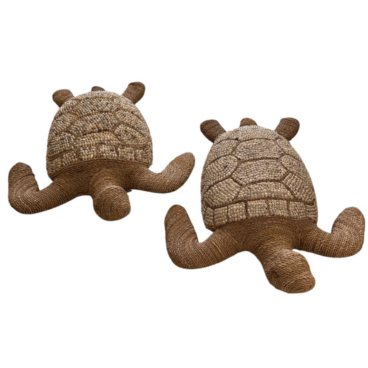 Pair of Vintage Wicker Shell Turtles