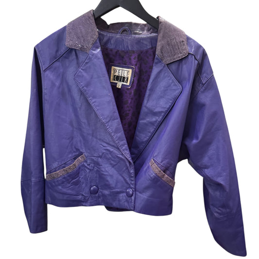 Vintage Purple Cropped Leather Jacket