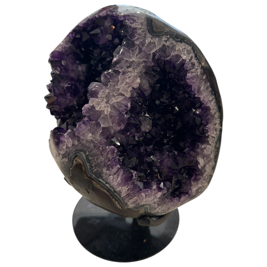 Abstract Amethyst Crystal on Metal Stand