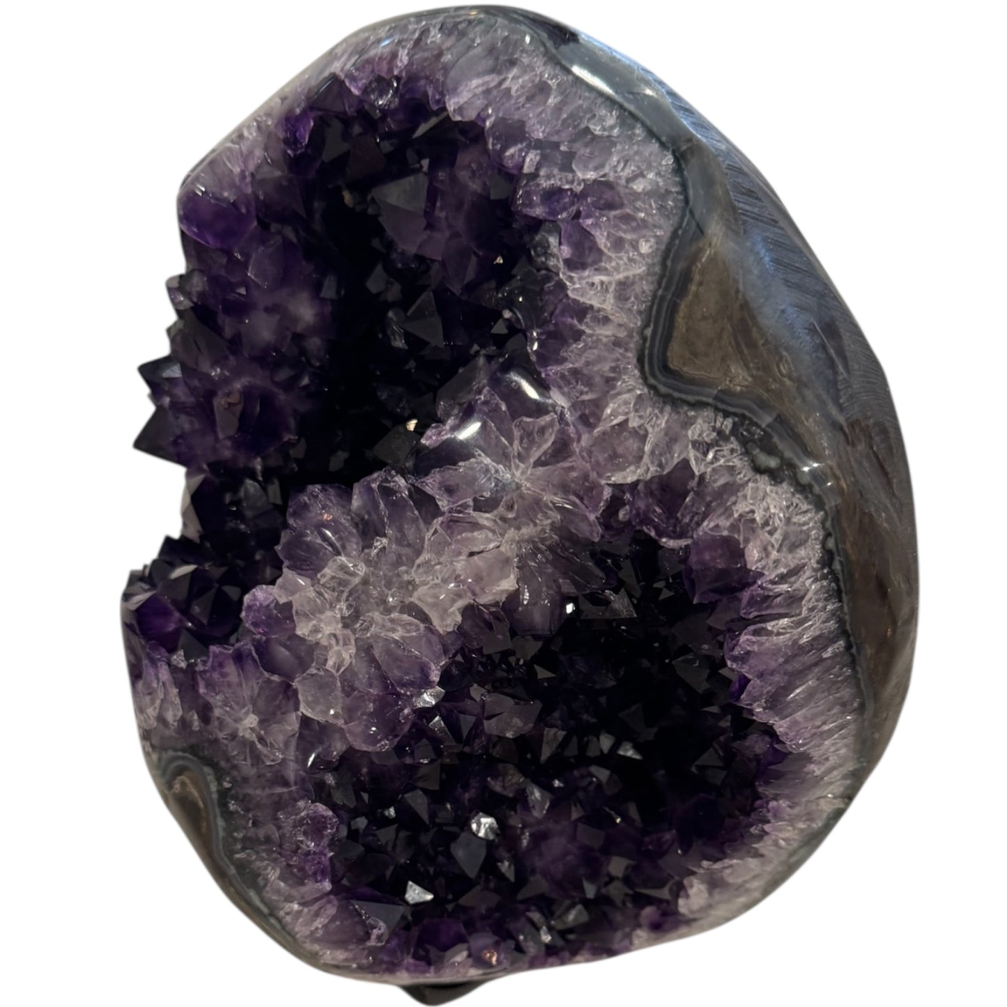 Abstract Amethyst Crystal on Metal Stand