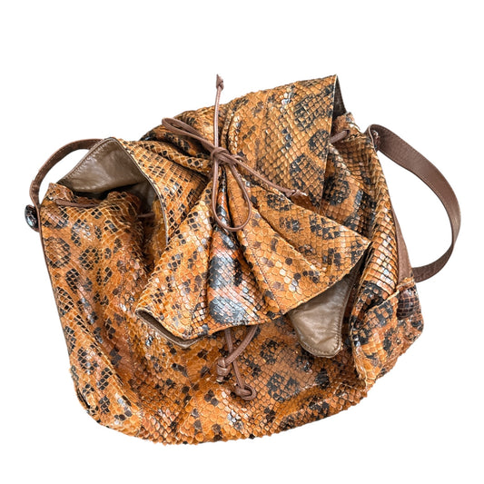 Vintage Brown Snake Skin Slouch Crossbody Bag