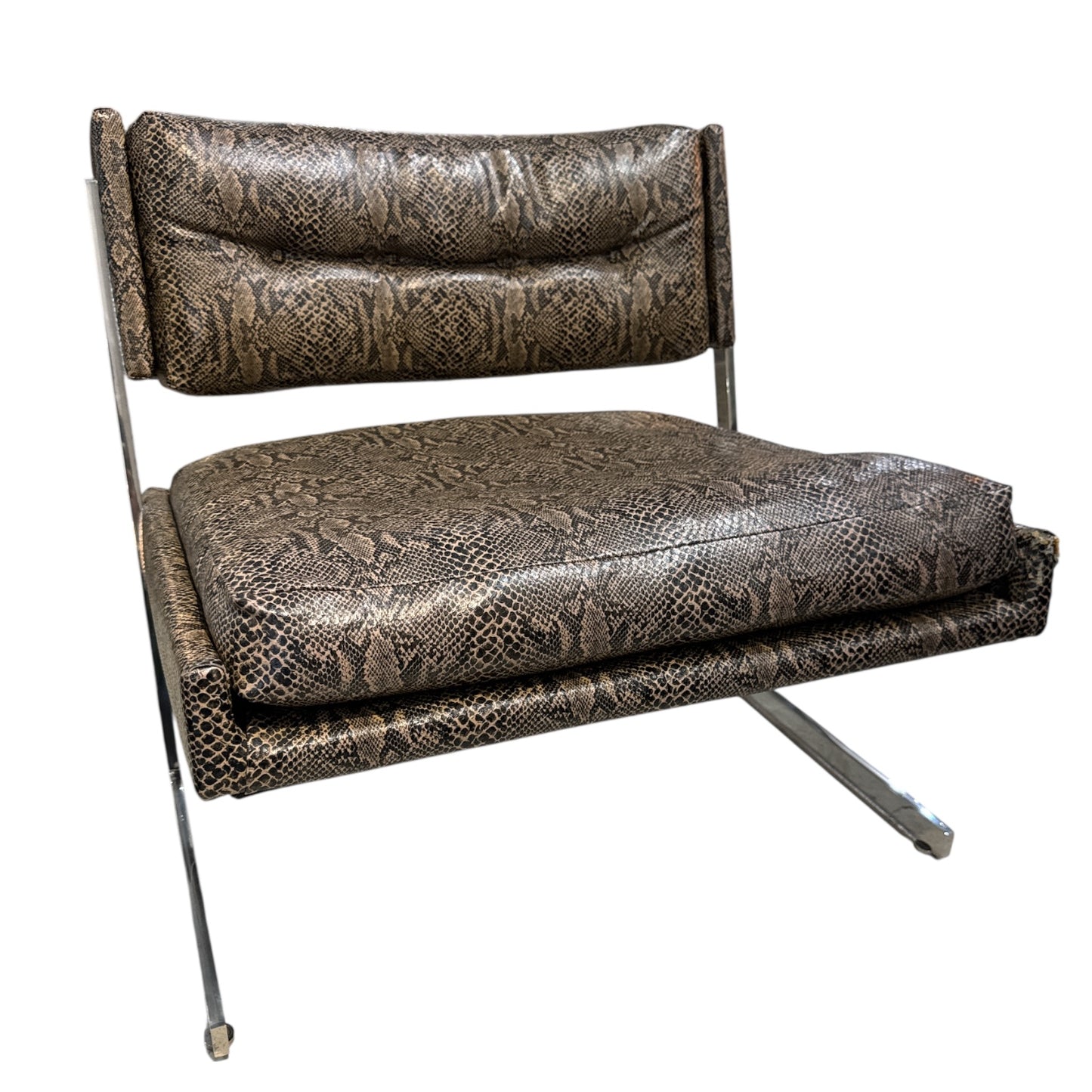 Pair of Harvey Probber Lounge Chairs in Faux Snakeskin, 1960s