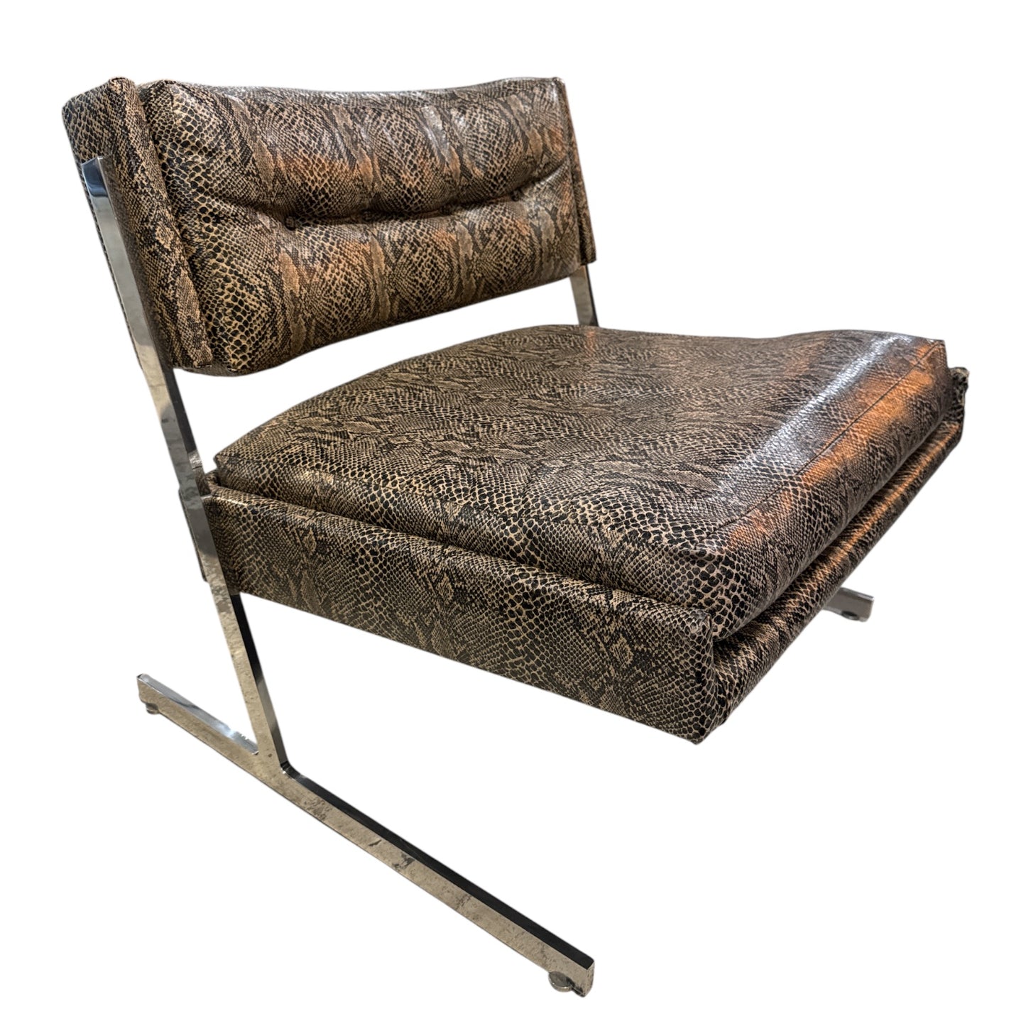Pair of Harvey Probber Lounge Chairs in Faux Snakeskin, 1960s