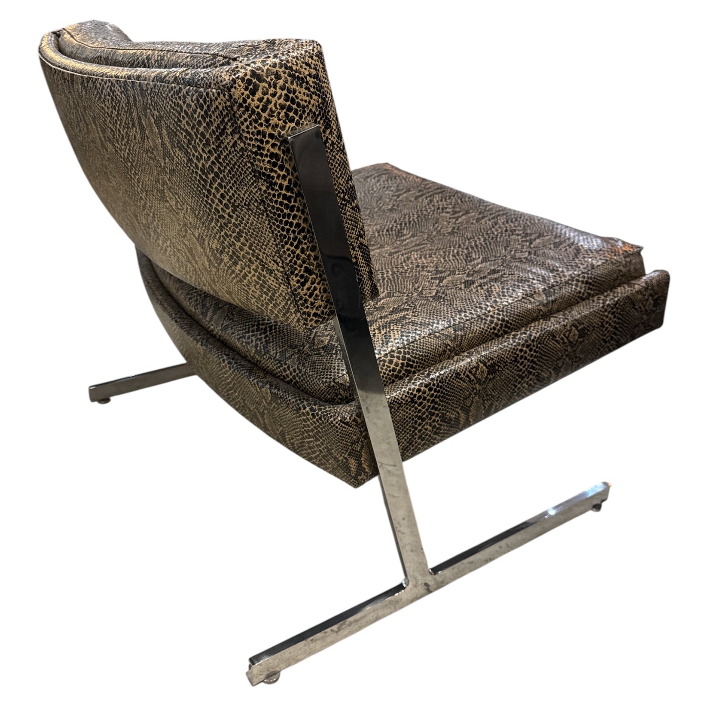 Pair of Harvey Probber Lounge Chairs in Faux Snakeskin, 1960s