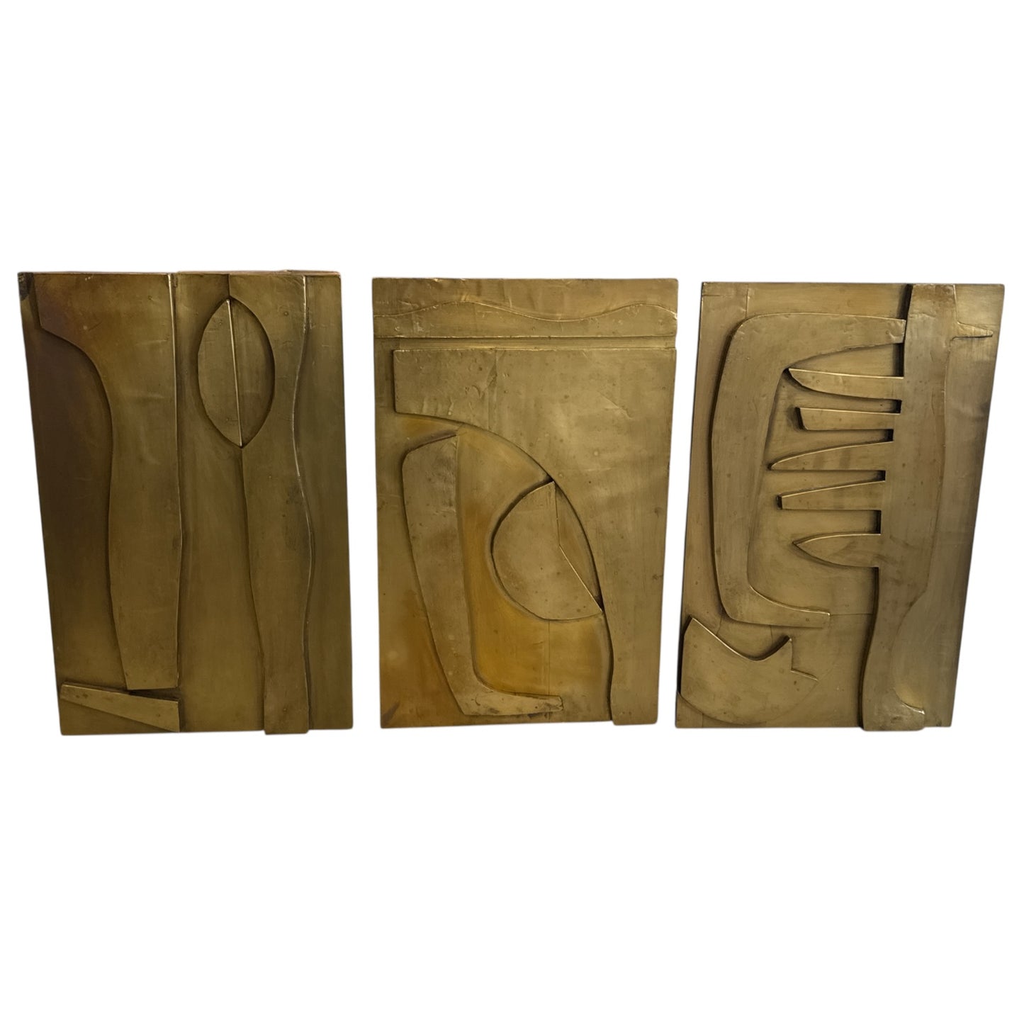 Golden Triptych Wall Sculpture
