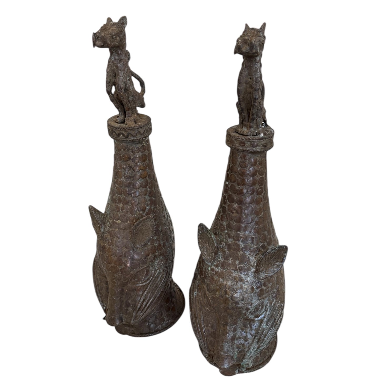 Pair of Bronze Benin Leopards