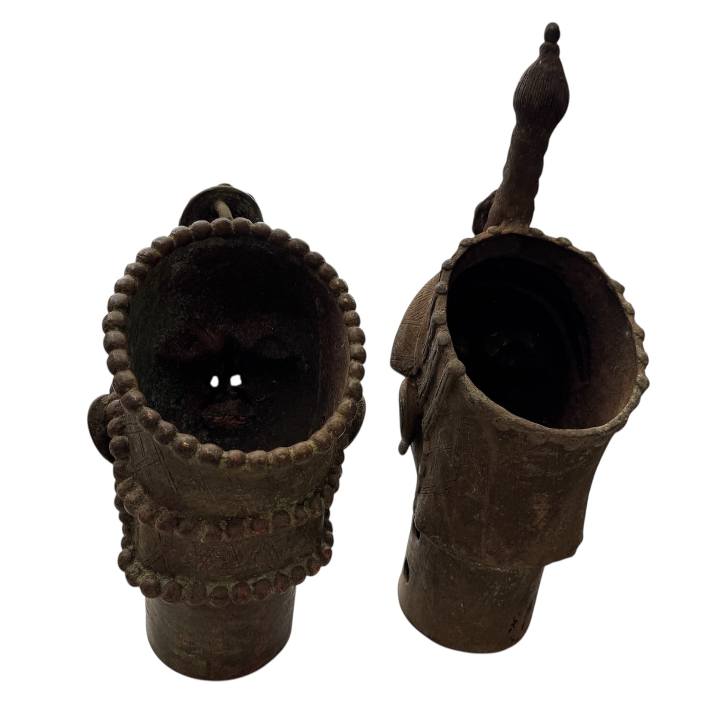 Pair of Benin Bronze Heads Male and Female