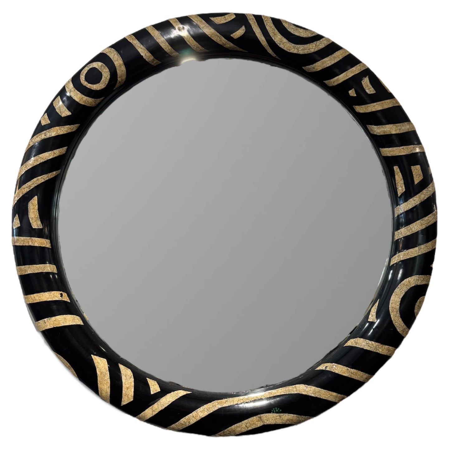 Monumental Eggshell Inlay Wood & Lacquer Mirror