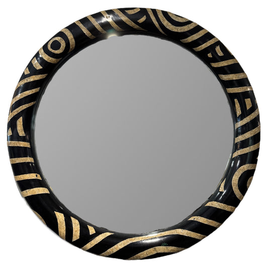 Monumental Eggshell Inlay Wood & Lacquer Mirror