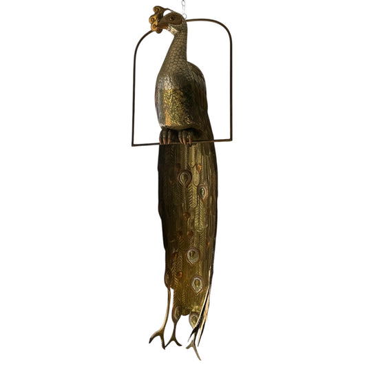 Vintage Bustamante Metal Peacock Hanging Sculpture