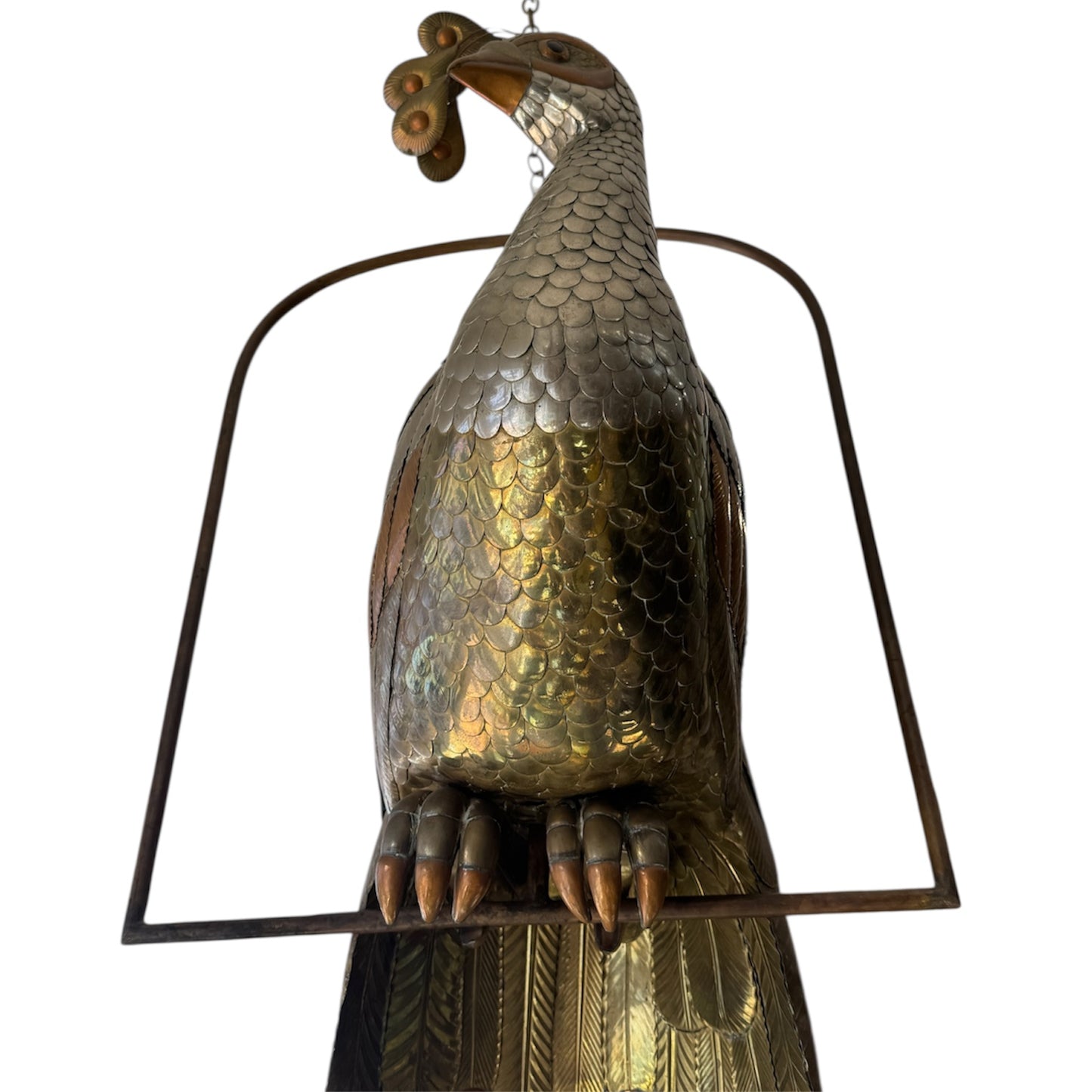 Vintage Bustamante Metal Peacock Hanging Sculpture