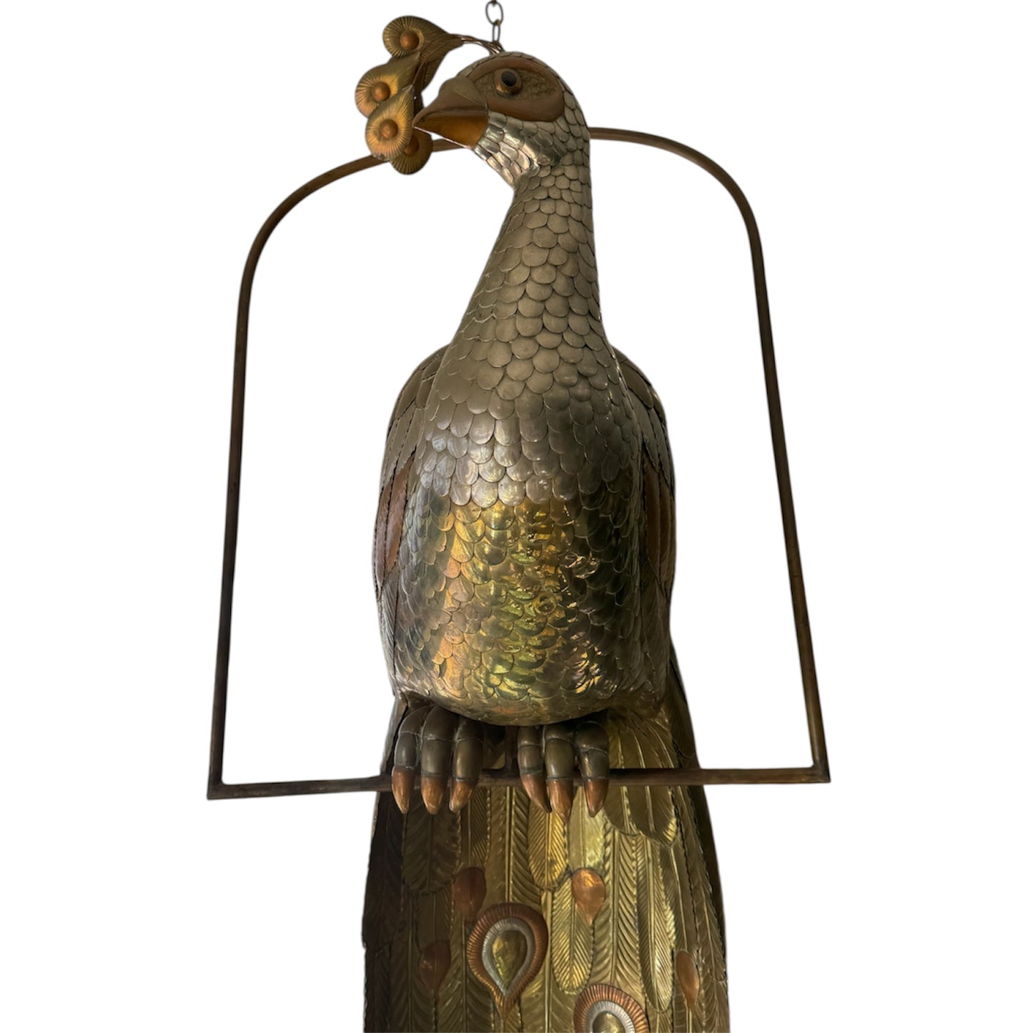 Vintage Bustamante Metal Peacock Hanging Sculpture