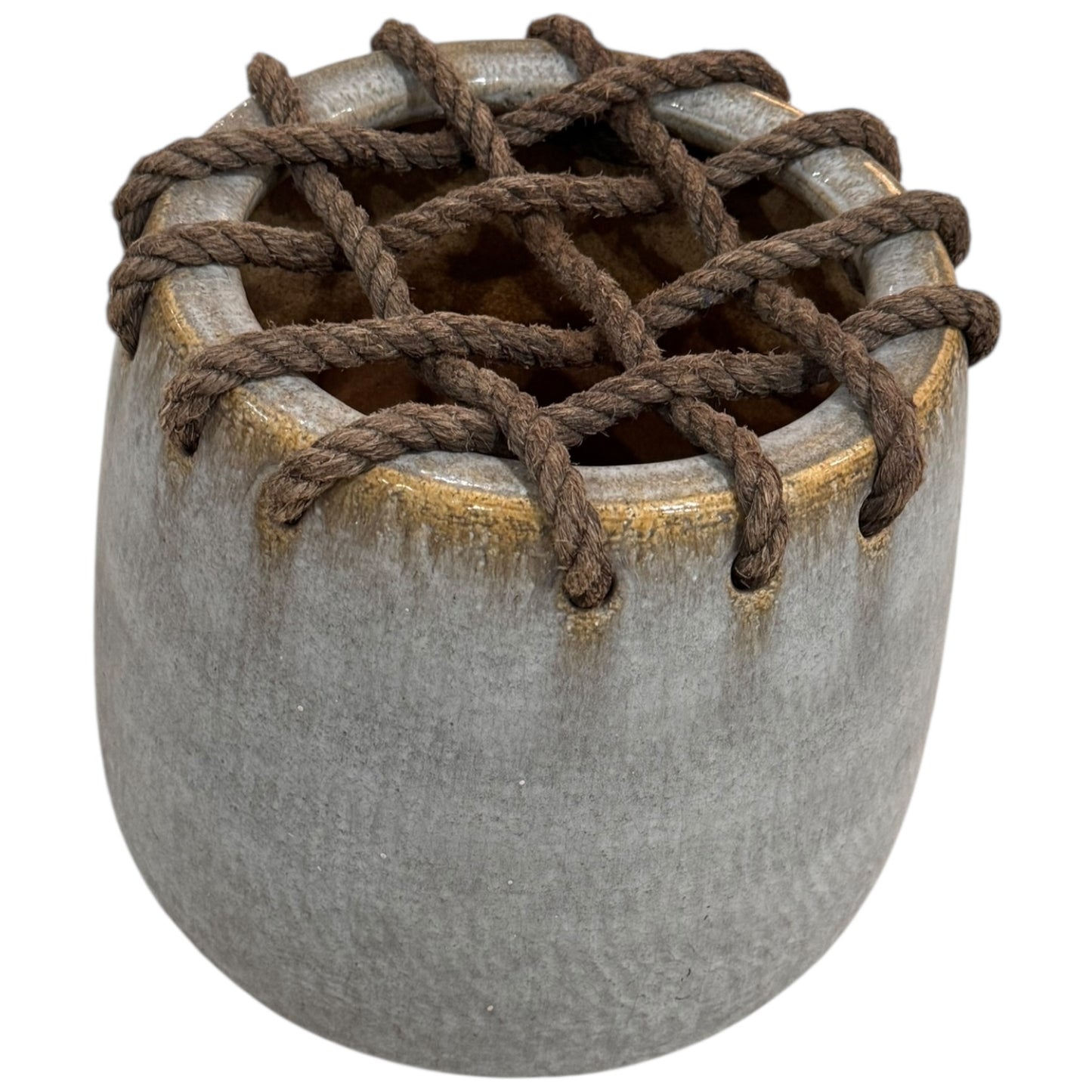 Vintage Ceramic & Rope Garden Seat