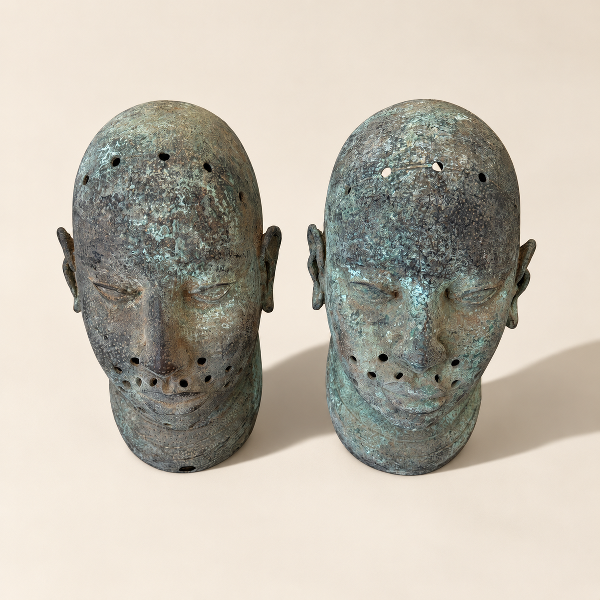 Ife Tribe Painted Bronze Heads