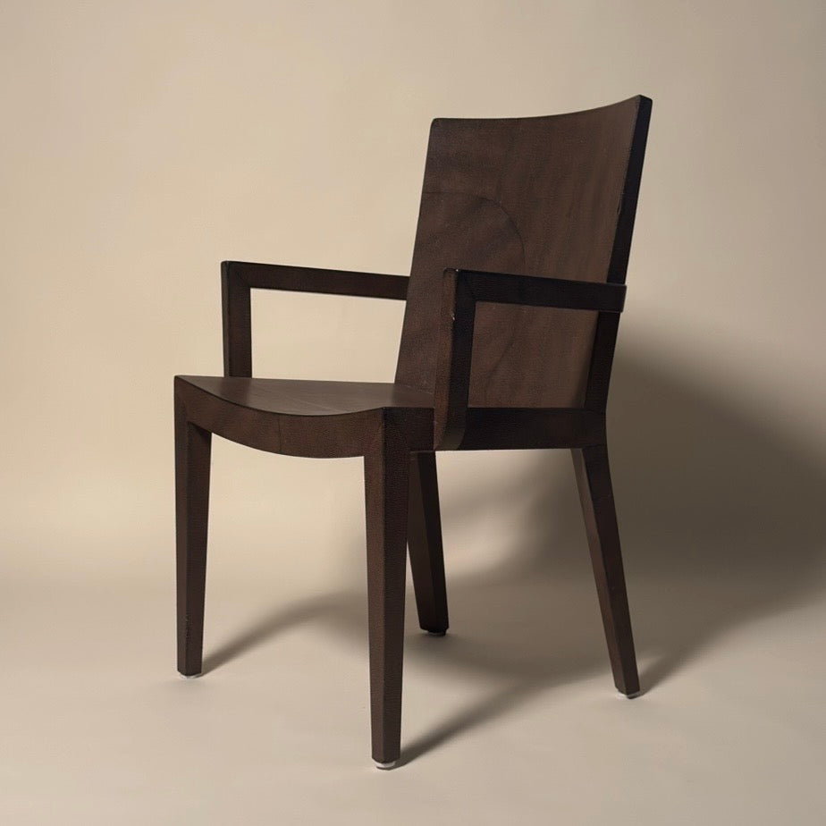 Karl Springer Signed 1987 JMF Lizard Print Leather Pair of Chairs