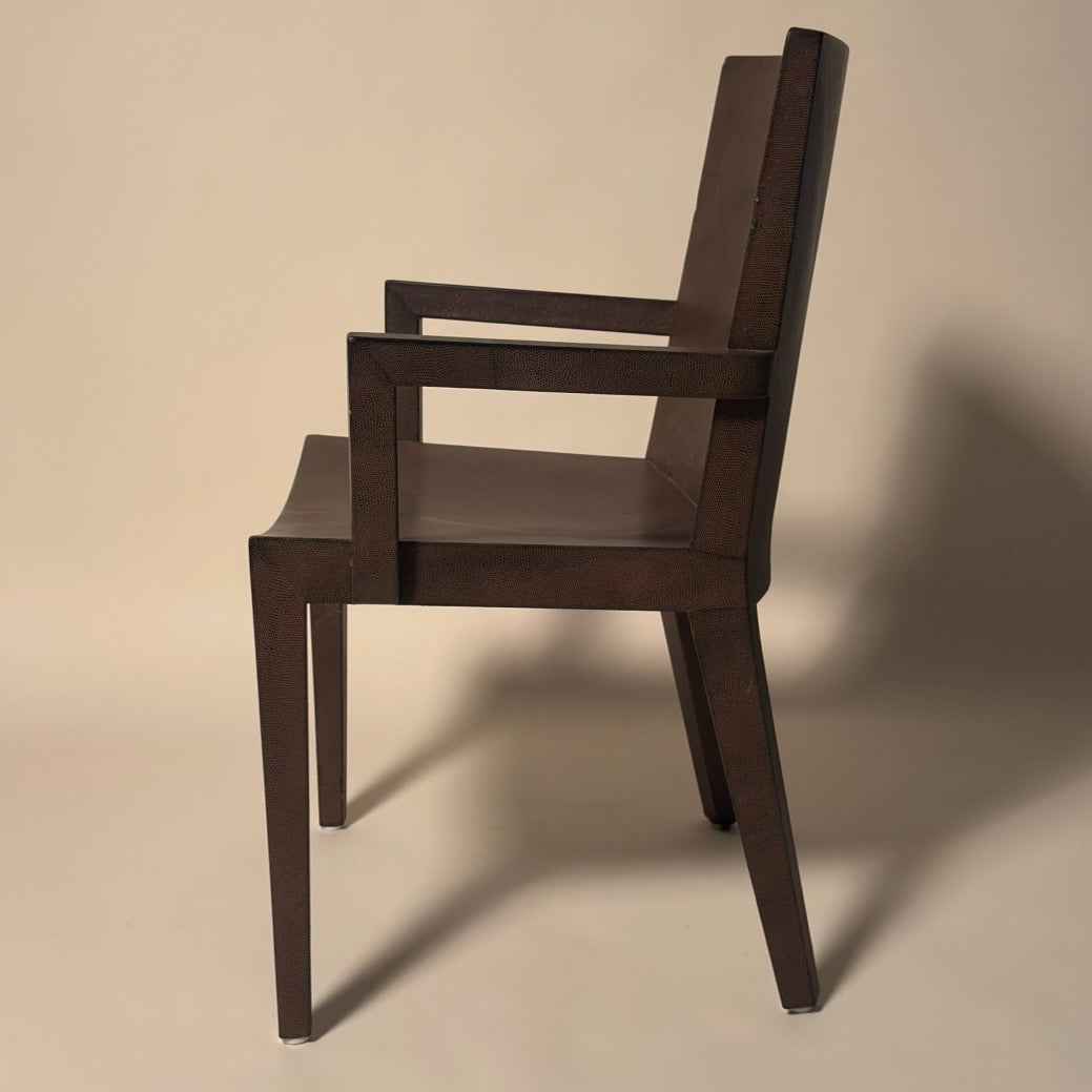 Karl Springer Signed 1987 JMF Lizard Print Leather Pair of Chairs