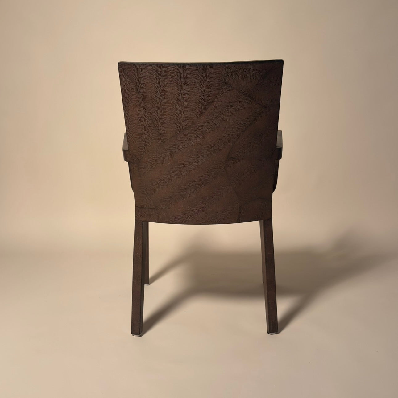 Karl Springer Signed 1987 JMF Lizard Print Leather Pair of Chairs