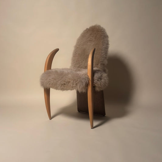 Memphis Style Pair of Sheep Skin "Tusk" Chairs