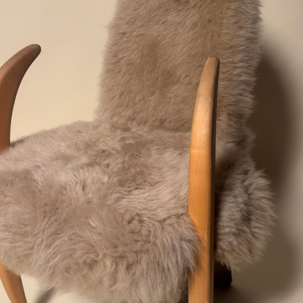 Memphis Style Pair of Sheep Skin "Tusk" Chairs