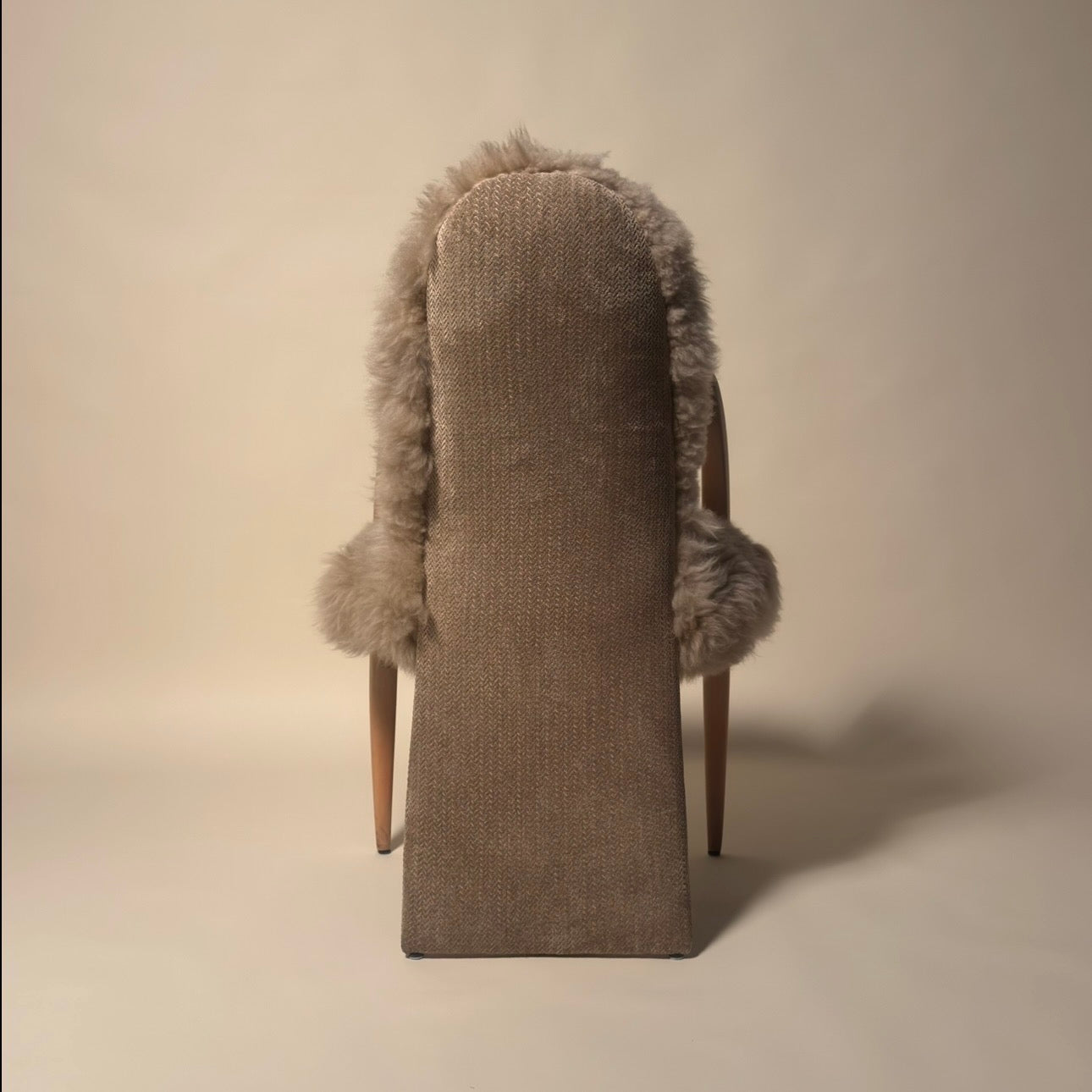 Memphis Style Pair of Sheep Skin "Tusk" Chairs